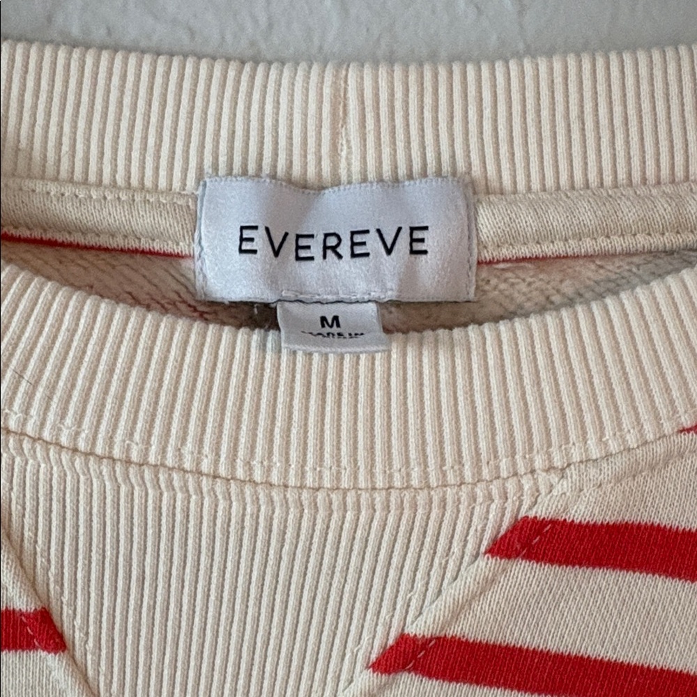 Evereve Red & Cream Striped Crewneck Sweatshirt - Picture 2 of 3